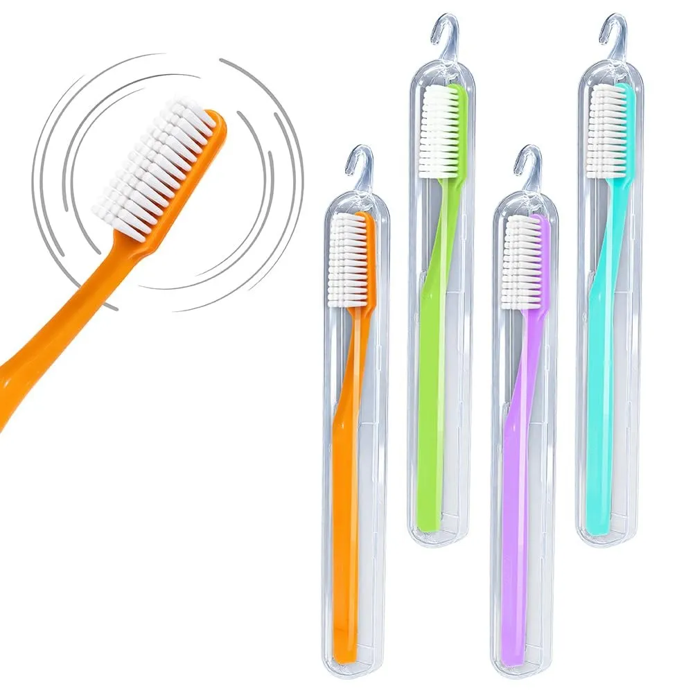 MAXI Angular hard toothbrushes in clear travel cases