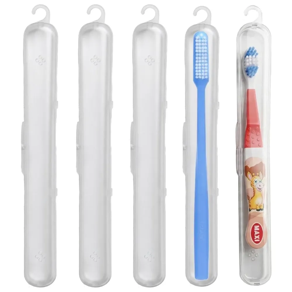 Transparent MAXI toothbrush travel cases with hanging hooks