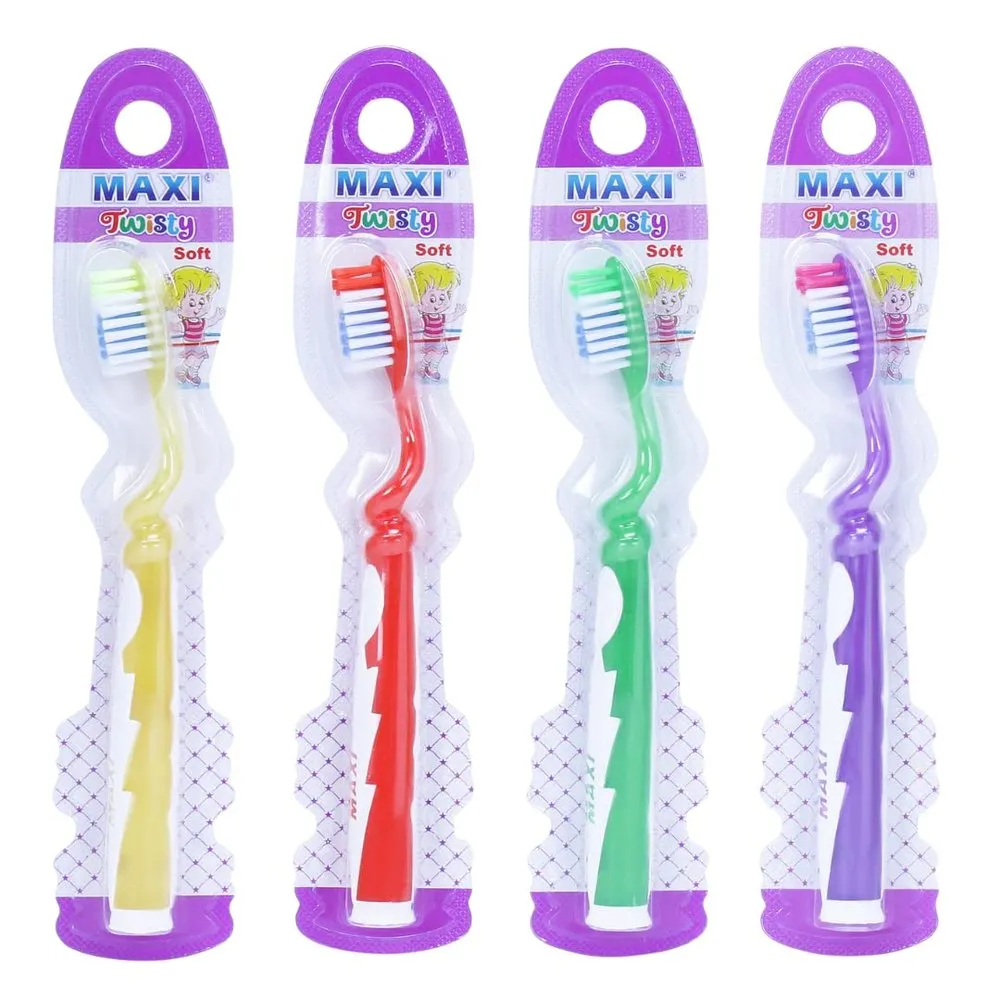 MAXI Twisty Junior kids toothbrushes with twisted designer handles