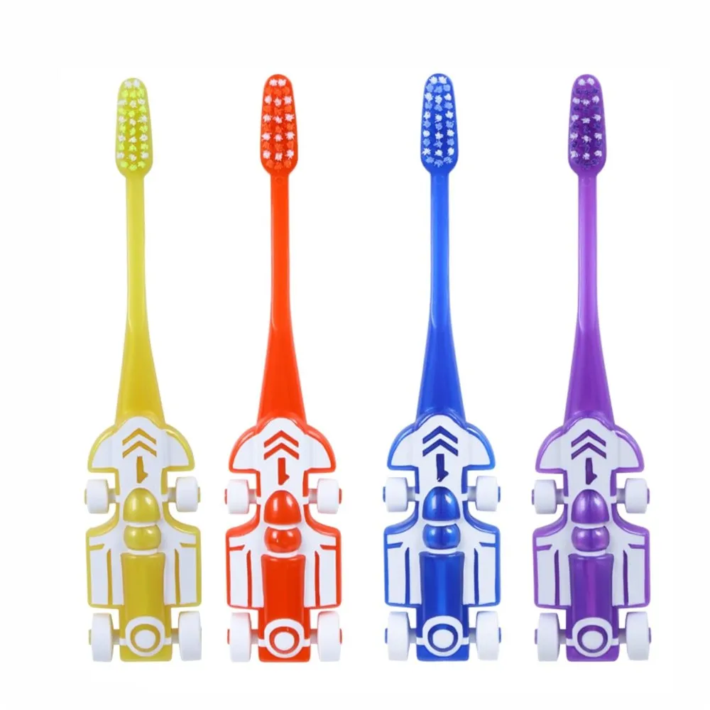 Four MAXI Zoom Car kids toothbrushes with sports-car handles